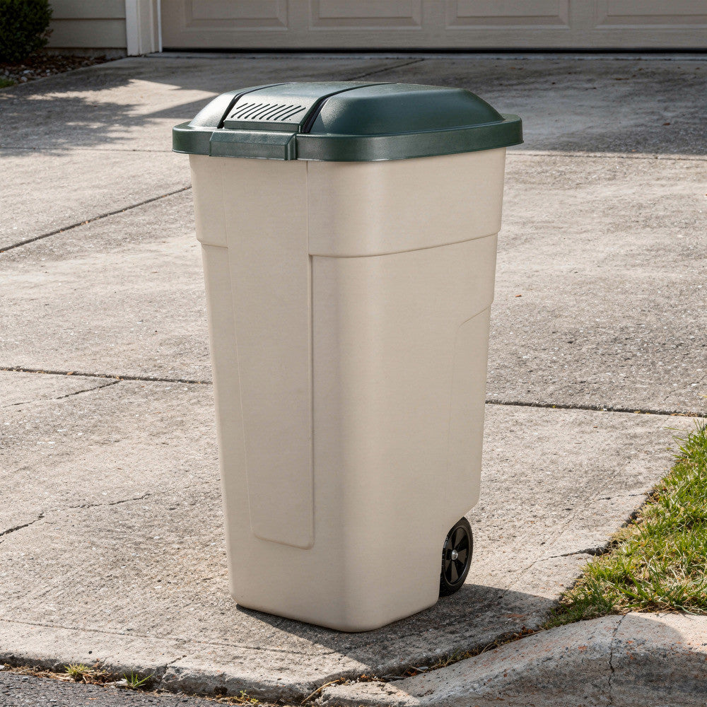 Plasticni spremnik 110 l bež-zelene boje Druga slika proizvoda