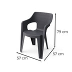 Kerti bútor szett fekete karfás szék méretábrával, 79 × 57 × 57 cm - Homelux, 260568_260564_6