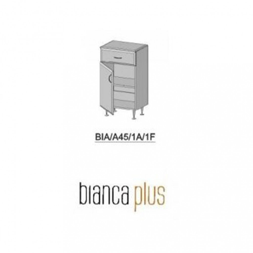 Bianca Plus 45 niski ormarić s jednim vratima i jednim ladicom, visoki sjaj bijela, za desnu stranu Druga slika proizvoda
