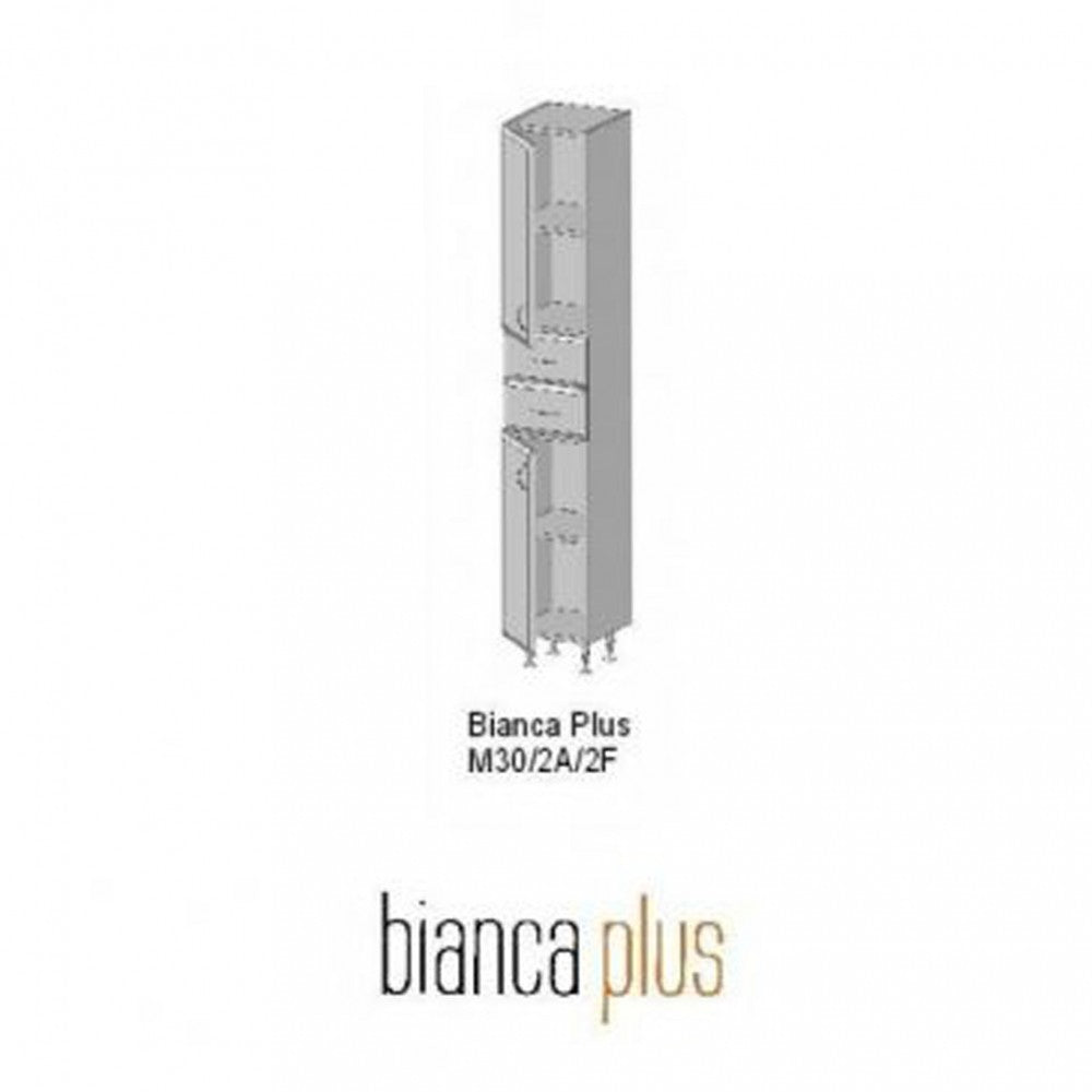 Bianca Plus 30 visoki ormar s 2 vrata i 2 ladice, visoki sjaj bijela, desni Druga slika proizvoda