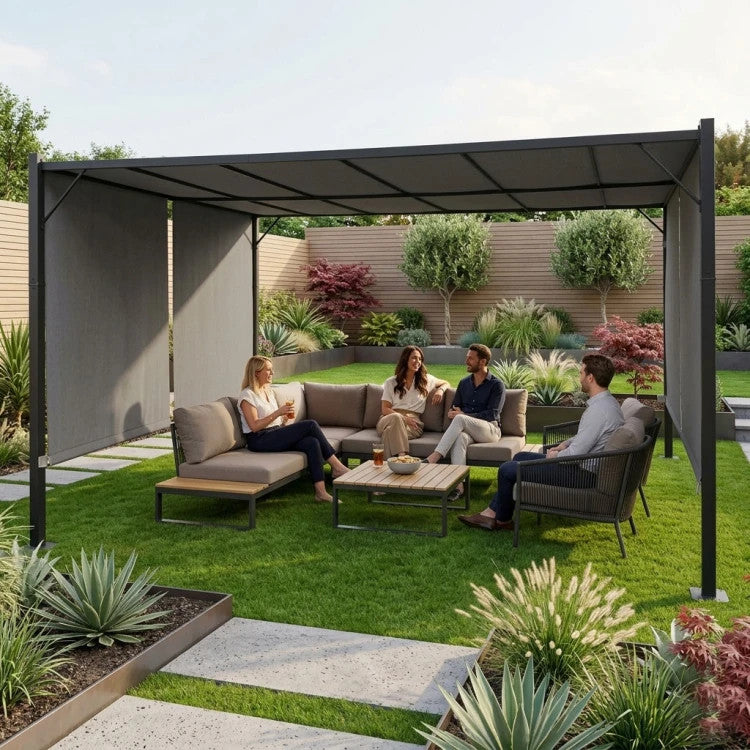 Kerti pergola 3x4 m acél váz szürke tetővel Druga slika proizvoda