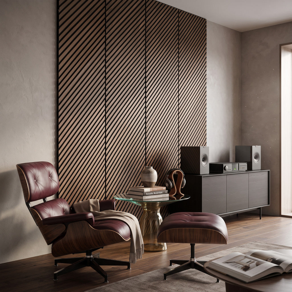 Akustična zidna ploča Deco I, obrađena uljem u hrastovoj boji, 260 x 60 x 1,8 cm Druga slika proizvoda