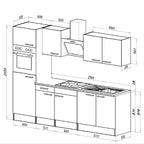 Konyhabútor méretábra 270 cm szélességgel és 2050 mm magassággal - Homelux, L270FHFH