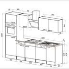 Konyhabútor méretábra 280 cm szélességgel és 2050 mm magassággal - Homelux, L280FHAN