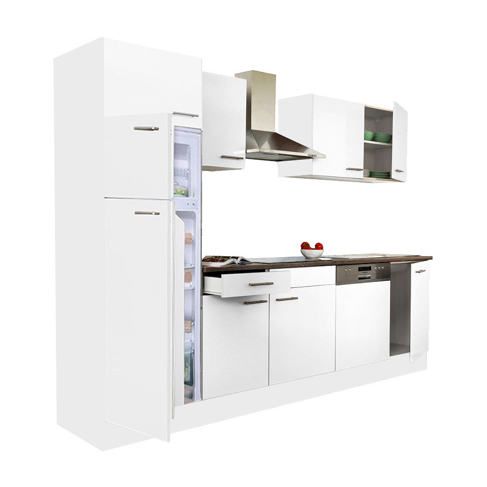 Konyhabútor, 280 cm széles fehér konyhabútor felülfagyasztós hűtőszekrénnyel - Homelux, L280FHFH-FF Glavna slika proizvoda