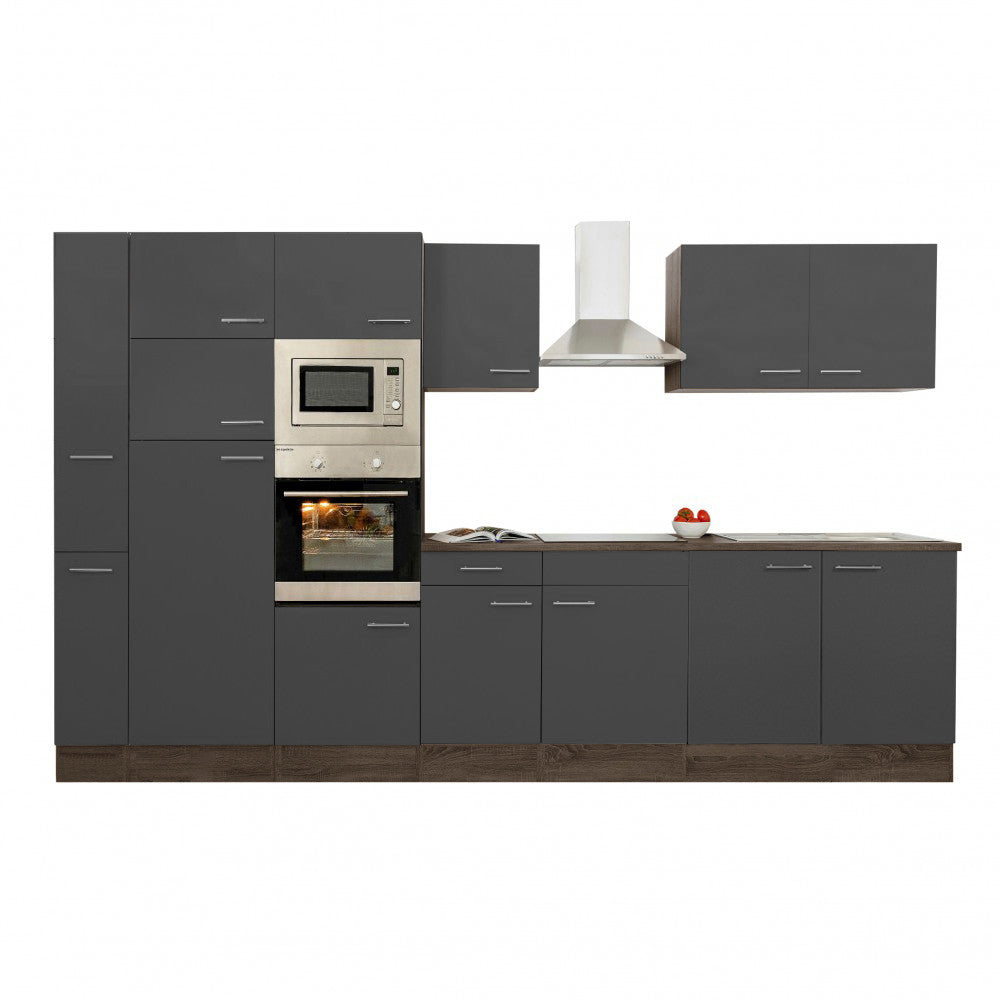 Konyhabútor szemből, bal oldali magas kamraszekrénnyel - Homelux, L360YAN