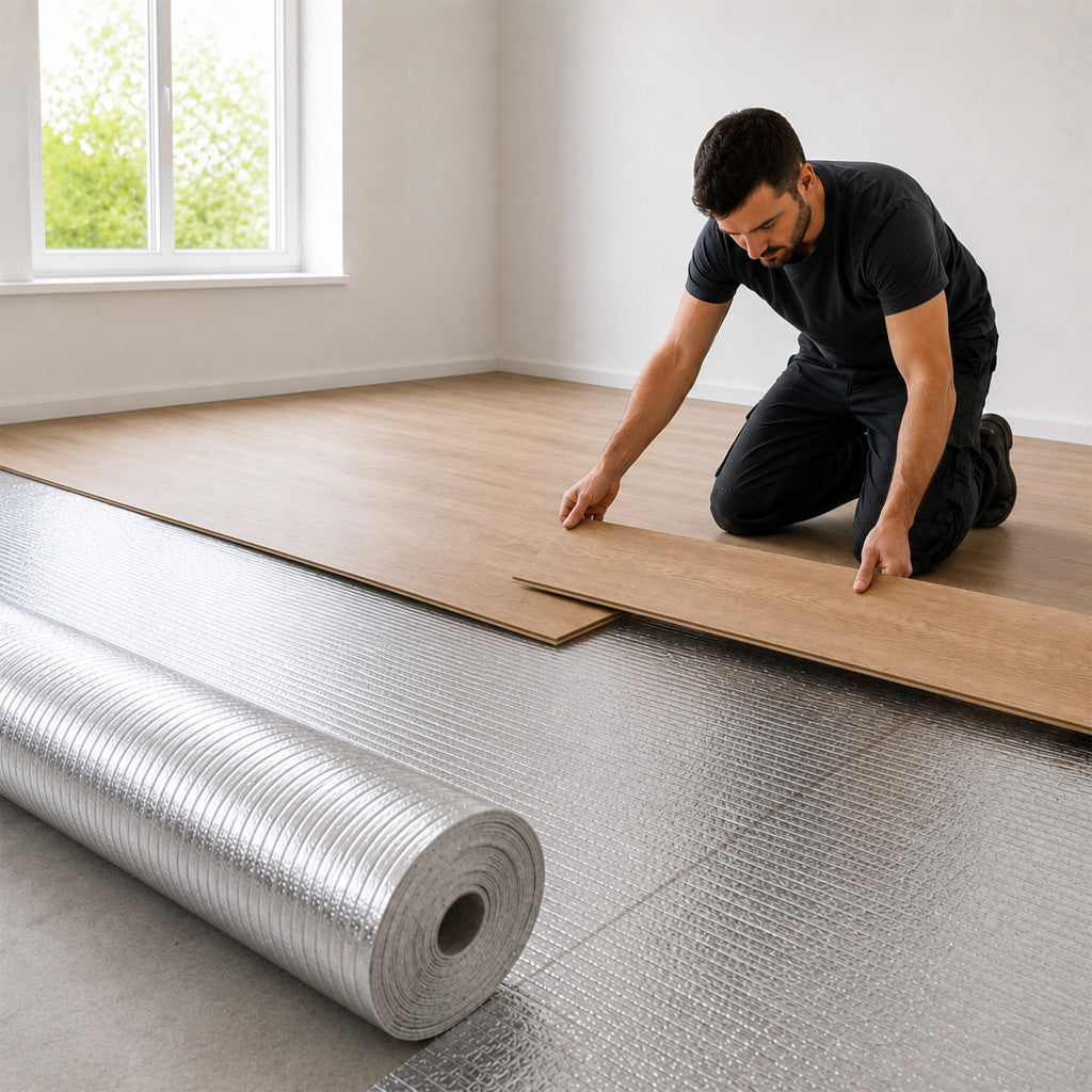 Podloga od vlaknastih ploča s aluminijskom parno-branjnom folijom, debljine 2 mm, duljine 50 m Druga slika proizvoda