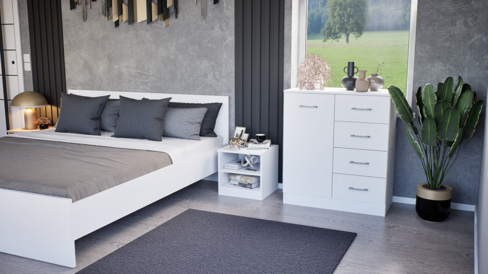 Komoda Miami, 1 vrata, 4 ladice, 80x92 cm, bijela-bijela Druga slika proizvoda