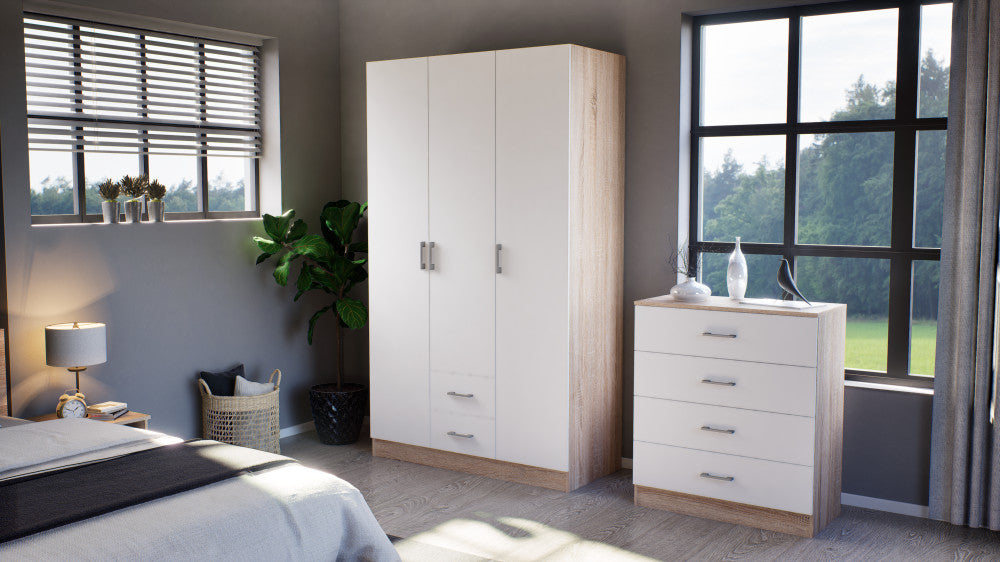 Komoda Miami s 4 ladice, 80x92 cm, bijela-Sonoma hrast Druga slika proizvoda
