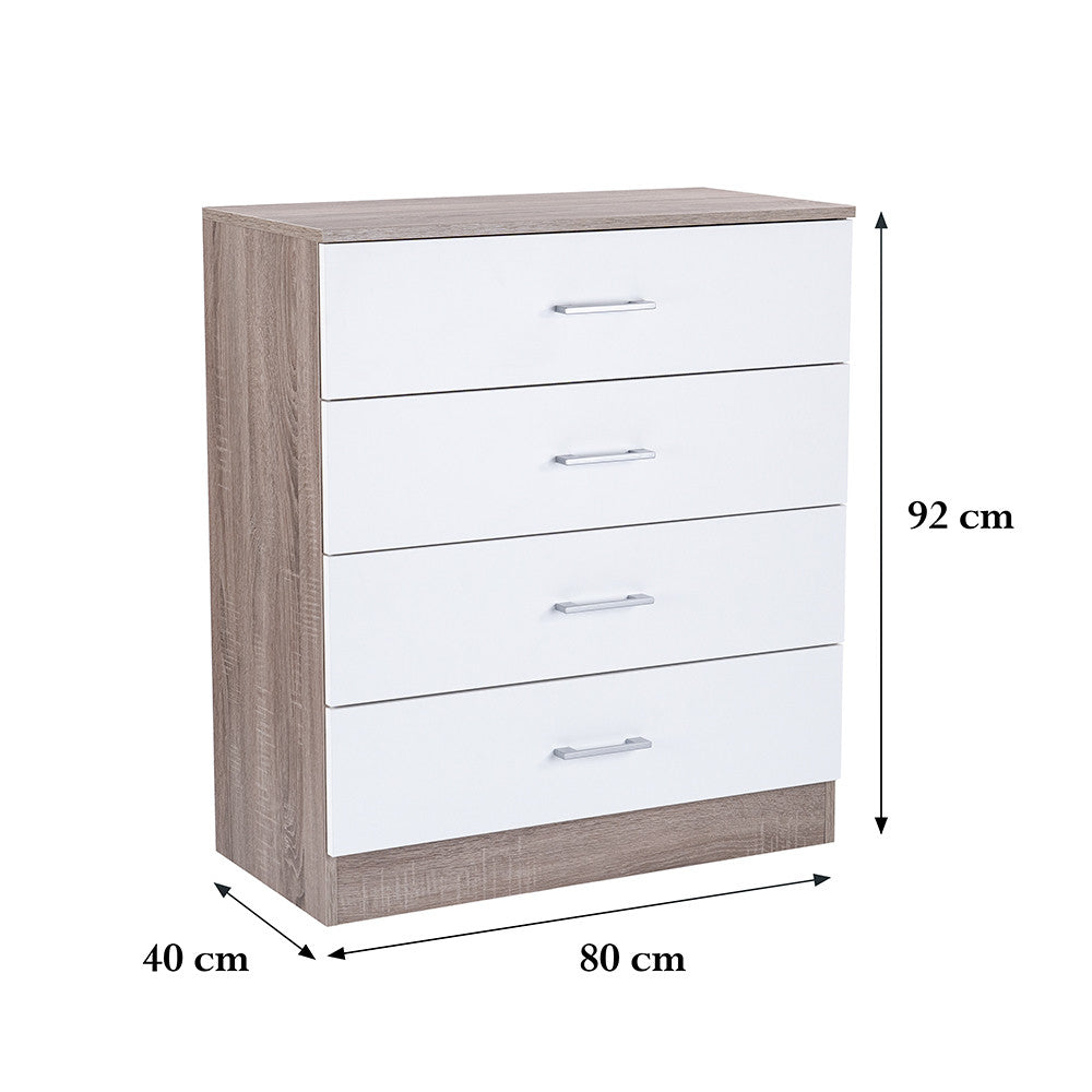 Komoda Miami s 4 ladice, 80x92 cm, bijela-York hrast Druga slika proizvoda