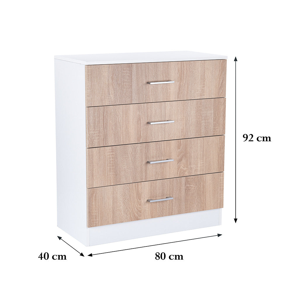 Komoda Miami s 4 ladice, 80x92 cm, Sonoma bijeli hrast Druga slika proizvoda