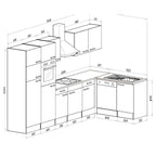 Konyhabútor méretábra 3400 mm teljes szélességgel és 2050 mm magassággal - Homelux, LS340STFH