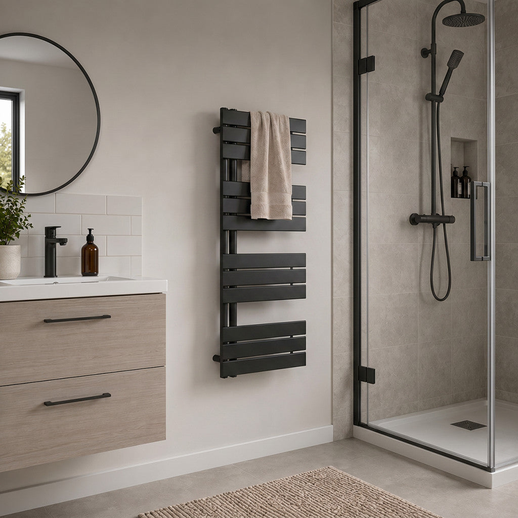 Solaro Design ručnik-radijator, 1200x500 mm, crni Druga slika proizvoda