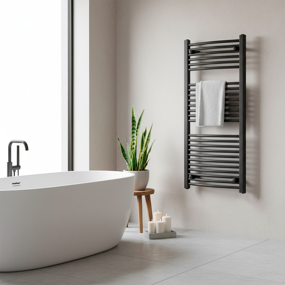 Zakrivljeni radijator za ručnike 1200x600 mm crni Druga slika proizvoda