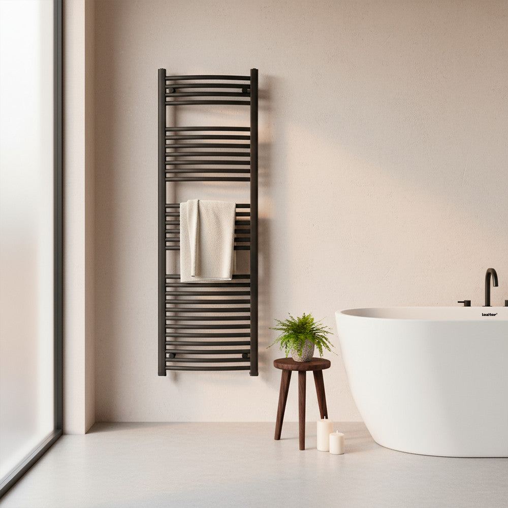 Zakrivljeni radijator za ručnike 1400x500 mm crni Druga slika proizvoda