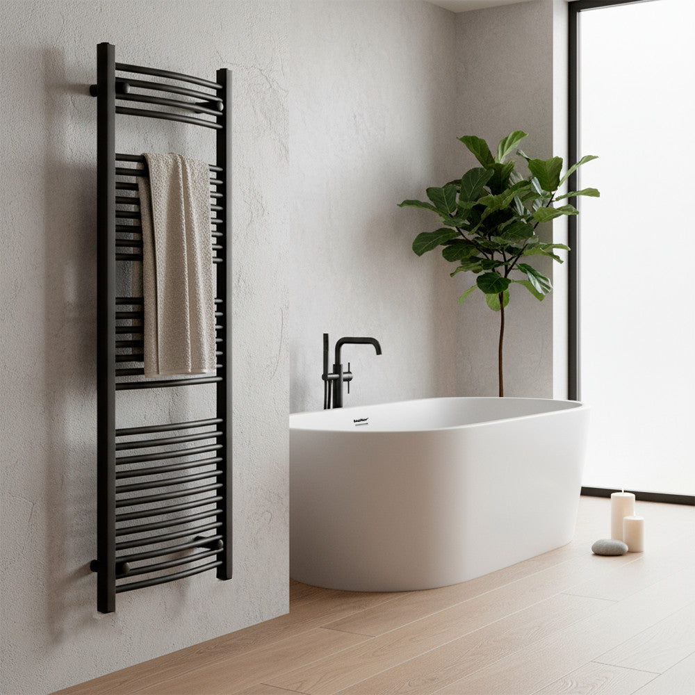 Zakrivljeni radijator za ručnike 1600x600 mm crni Druga slika proizvoda