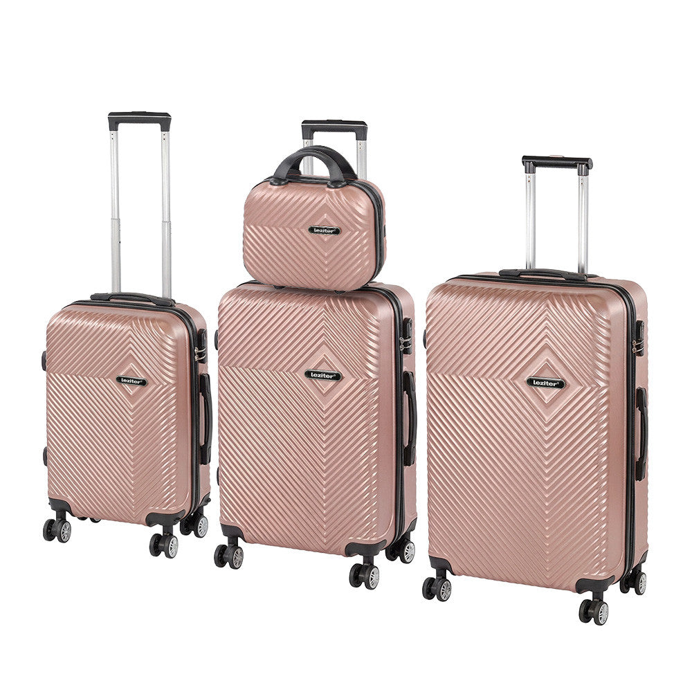 4 részes keményfedeles bőröndszett, egységes rosegold színben - Homelux, LTRPBS-XXIV-RG