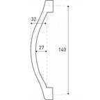 Zuhanykabin fogantyú méretábra 140 mm magassággal, 32 mm és 27 mm mélységgel - Homelux, LZF-02