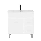 Mosdószekrény elölnézeti kialakítása egy ajtóval és két fiókkal - Homelux, NEO80AFF