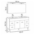 Komplett fürdőszobabútor méretábra 122 × 47 × 84,7 cm, Cube tükör 120 × 60 cm - Homelux, NEOPR120FF
