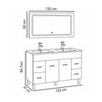 Komplett fürdőszoba bútor méretábra 122 × 47 × 84,7 cm, tükör 120 × 60 cm - Homelux, NEOVIS120FST