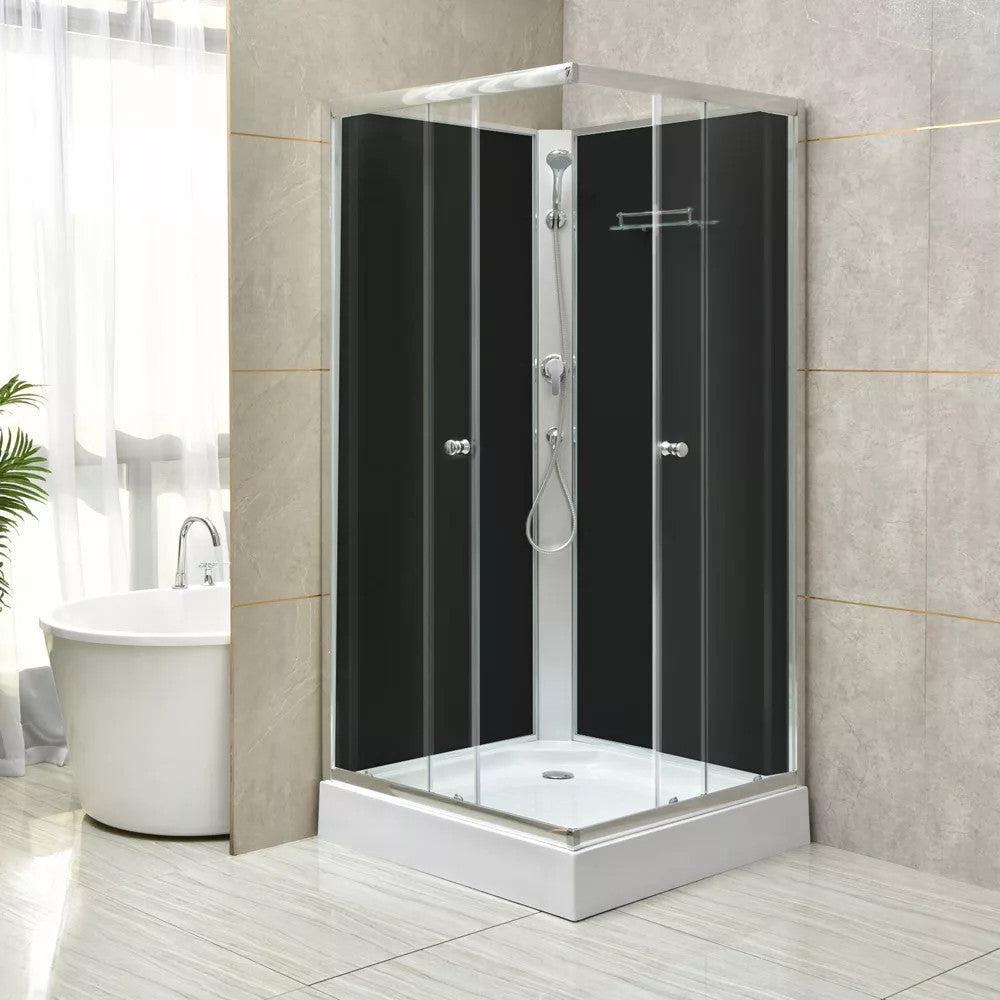 Polo Black II 90x90 cm szögletes fekete hátfalas zuhanykabin   zuhanytálcával Másodlagos kép