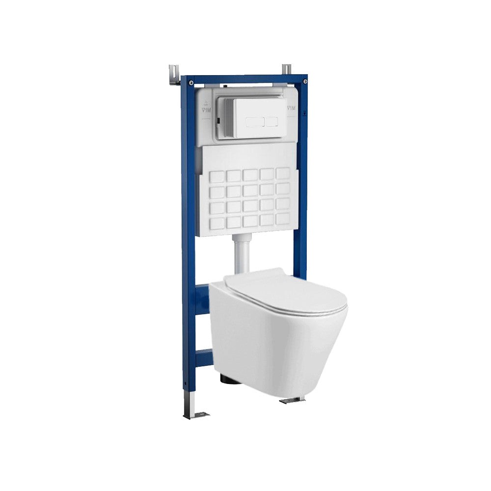 Falba építhető WC tartály szett, fehér fali WC-vel és kék szerelőkerettel - Homelux, ROYASET_WT-1_R-021W