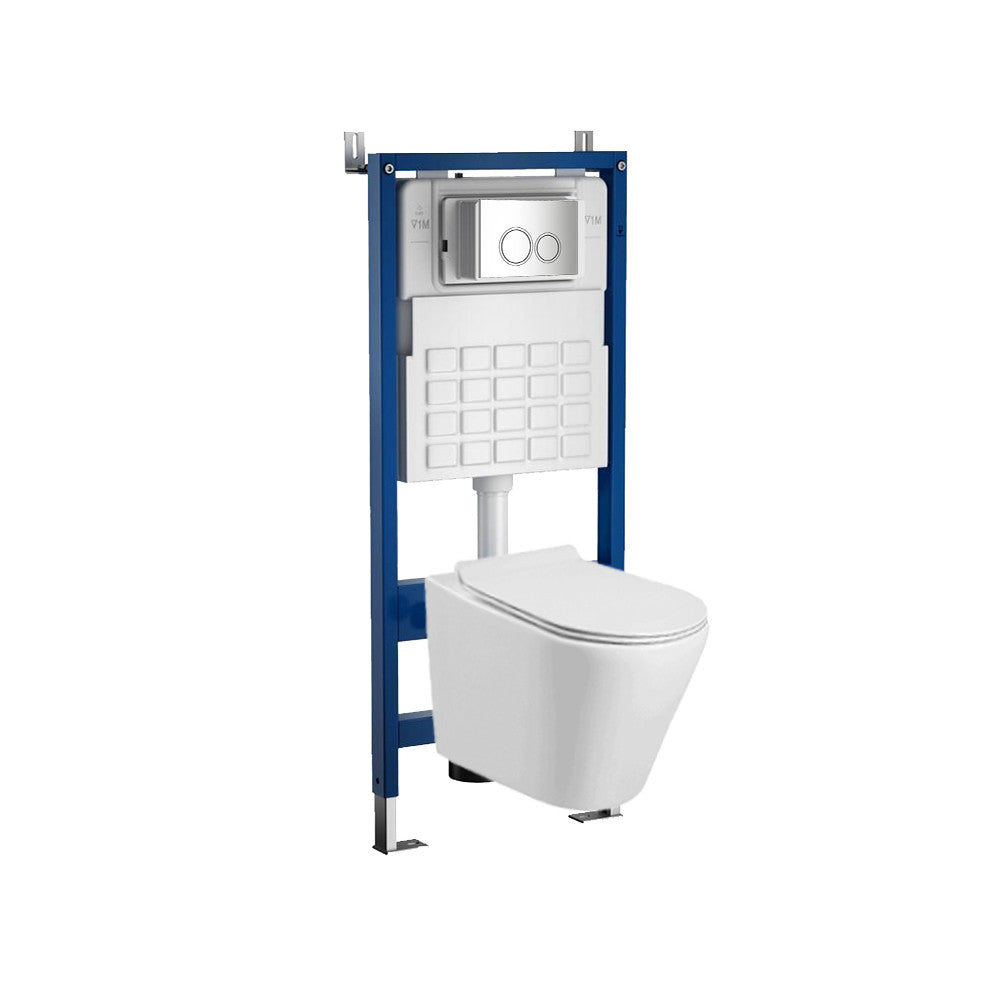 Falba építhető WC tartály szett fehér fali WC-vel és króm nyomólappal - Homelux, ROYASET_WT-1_R-082CHR