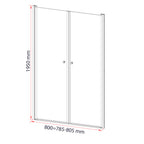 Outlet fürdőszoba zuhanyajtó méretábra 1950 mm magassággal és 785–805 mm szélességgel - Homelux, SC-2118-80