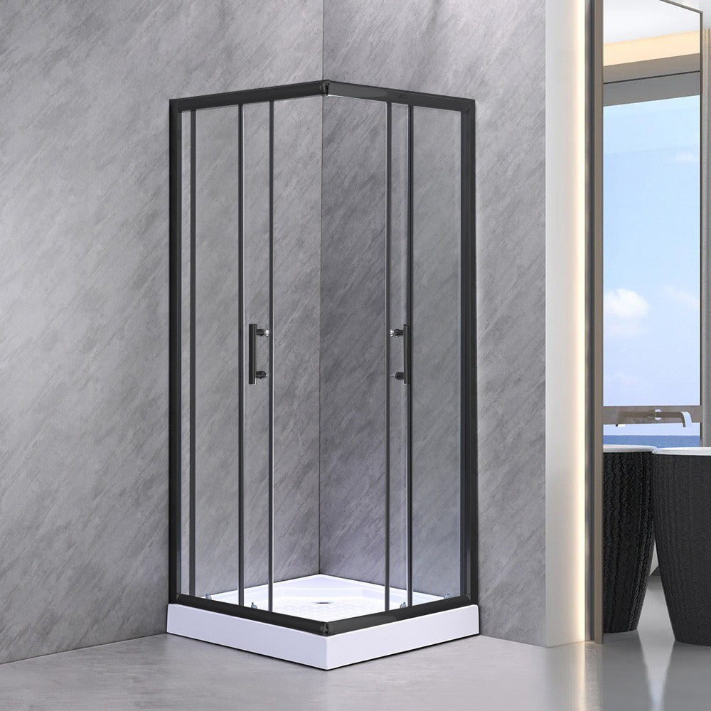 Spirit Clear 80x80 cm četvrtasto tuš-paravan s tuš-podlogom, crna Druga slika proizvoda